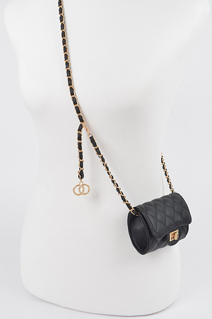 Quilted Mini Bag w/ Chain Belt