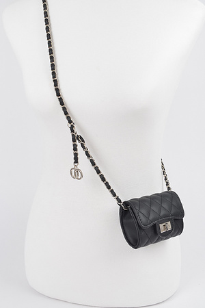 Quilted Mini Bag w/ Chain Belt