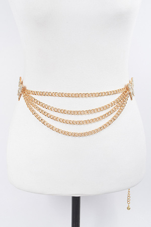 Butterfly Buckle Layered Chain Belt