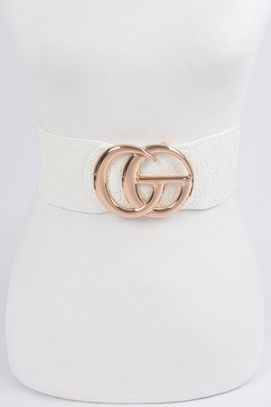 CG Buckle Embossed Elastic Belt