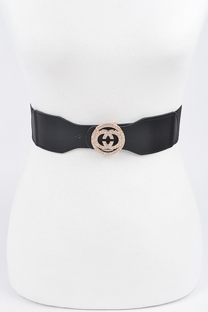 Rhinestone Buckle Elastic Belt