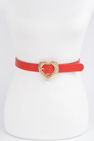 Heart Buckle Faux Leather Belt