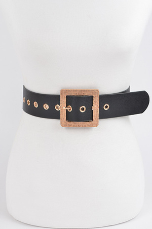 Faux Leather Square Buckle Belt