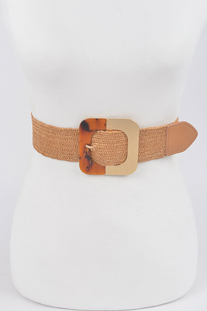Square Metal Buckle Stretch Belt