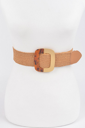 Square Metal Buckle Stretch Belt