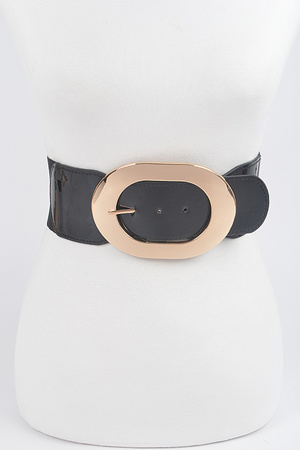 Metal Buckle Enamel Stretch Waist Belt