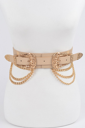 Multi Metal Chain Layered Stretch Belt