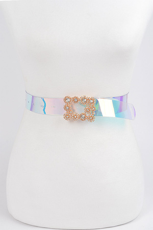 Transparent Stone Buckle Belt