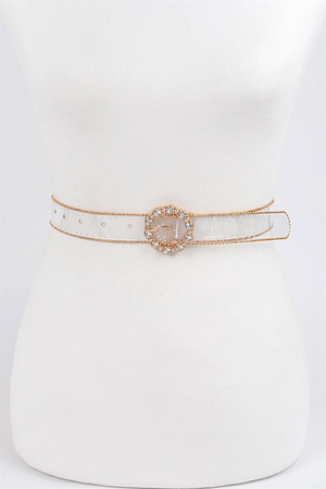 Transparent Stone Buckle Belt