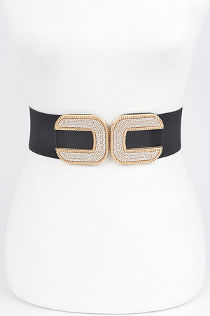 Rhinestone Buckle Stretch Belt