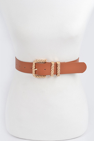 Faux Leather Metal Chain Buckle Belt