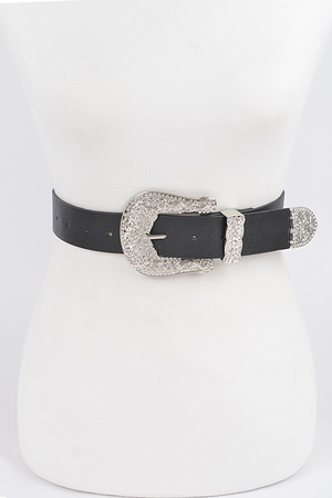 Faux Leather Pattern multi Metal Buckle Belt