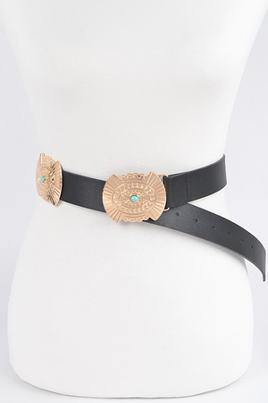 Western Style Belt With Turquoise