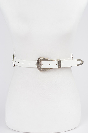 Faux Leather Western Style Multi Metal Belt