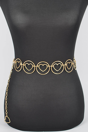 Heart Shape And O Ring Metal Chain Belt