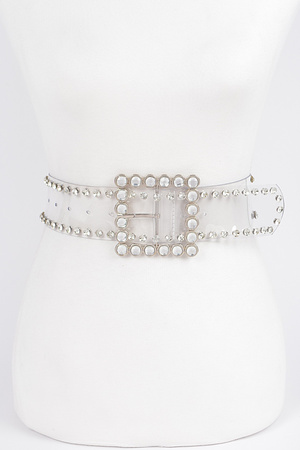Pearl Buckle Clear Belt W/Pearls