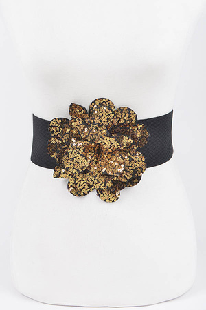 Sequins Flower Elastic Belt