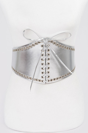 Faux Leather Eyelet Corset Elastic Belt
