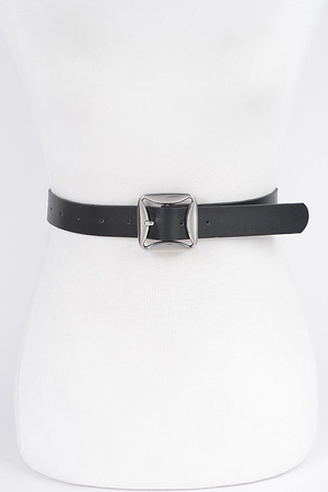 Square Buckle Faux Leather Belt
