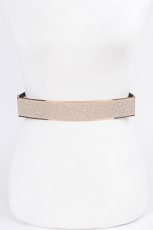 Rhinestone Metal Plate Elastic Belt