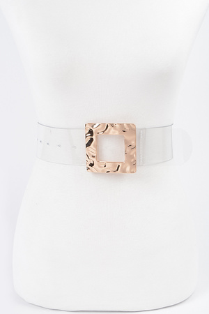 Square Metal Buckle Clear Belt