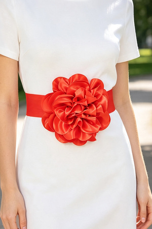 Satin Big Flower Elastic Belt