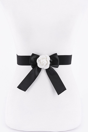 Flower Satin Ribbon Elastic Belt