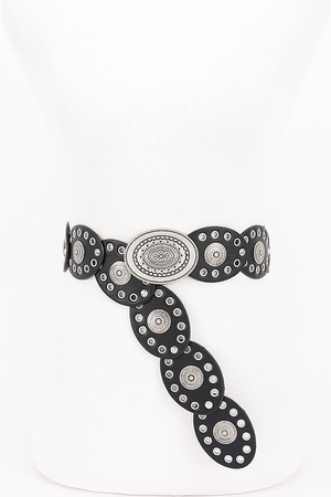 Faux Leather Oval Shape Vintage Belt