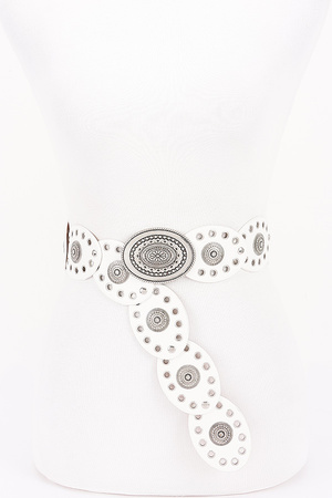 Faux Leather Oval Shape Vintage Belt