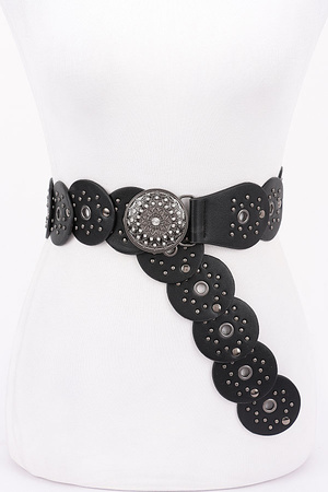 Multi Metal Round PU Vintage Belt