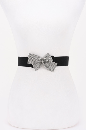 Rhinestone Bow Elastic Belt