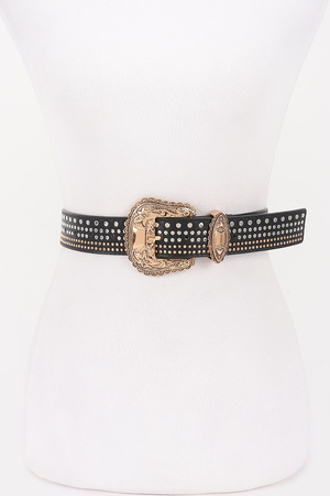 Faux Leather Studded Western Belt