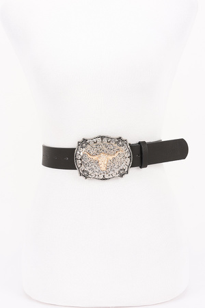 Faux Leather Metal Buckle Belt
