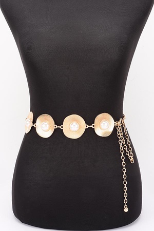Pearl Accent Disc Chain Belt