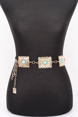 Western Turquoise Accent Chain Belt
