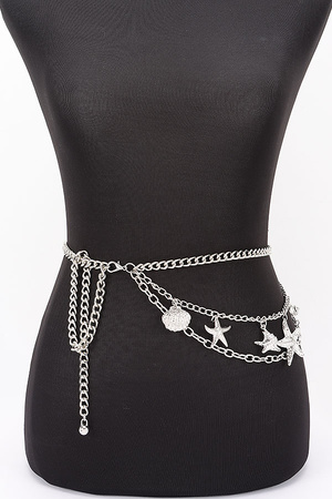 Seashell Starfish Layered Chain Belt