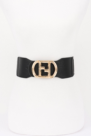 Vegan Leather Metal Buckle Elastic Belt