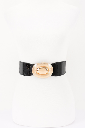 Oval Buckle Wide Waist Belt