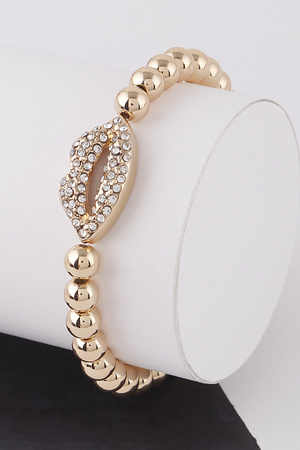 Jeweled Lips Bead Bracelet