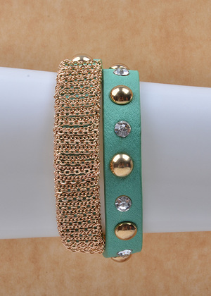 Chained and Studded Wrap Bracelet mn 736
