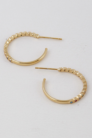 Round Rhinestone Small Hoop Earring 9EBE9