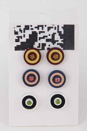 Rhinestone Colored Stone Earring Set 9HCC9