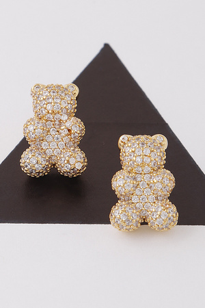 Jeweled Teddy Bear Stud Earrings