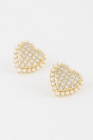 Beaded Heart Stud Earrings