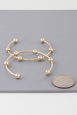 Multi Shiny Bead Hoop Earrings