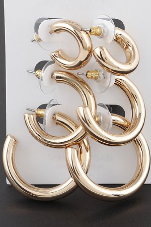 Shiny Hoop Earrings Set