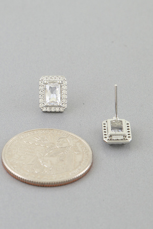 Cubic Zirconia Frame Stud Earrings