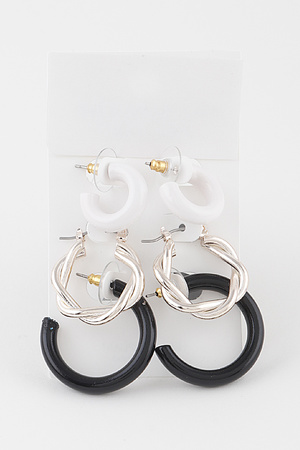 Multi Shiny  Hoop Earrings  Set