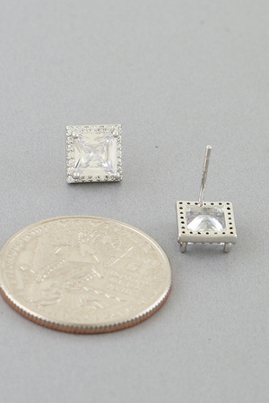 Cubic Zirconia Pyramid Cut Stud Earrings