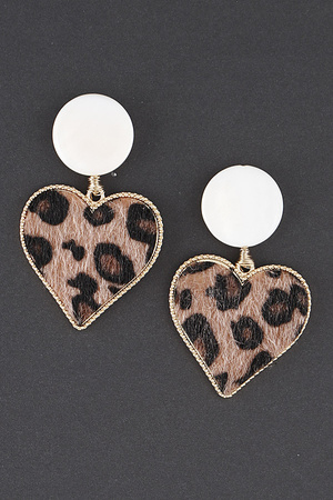 Animal Print Heart Drop Earrings